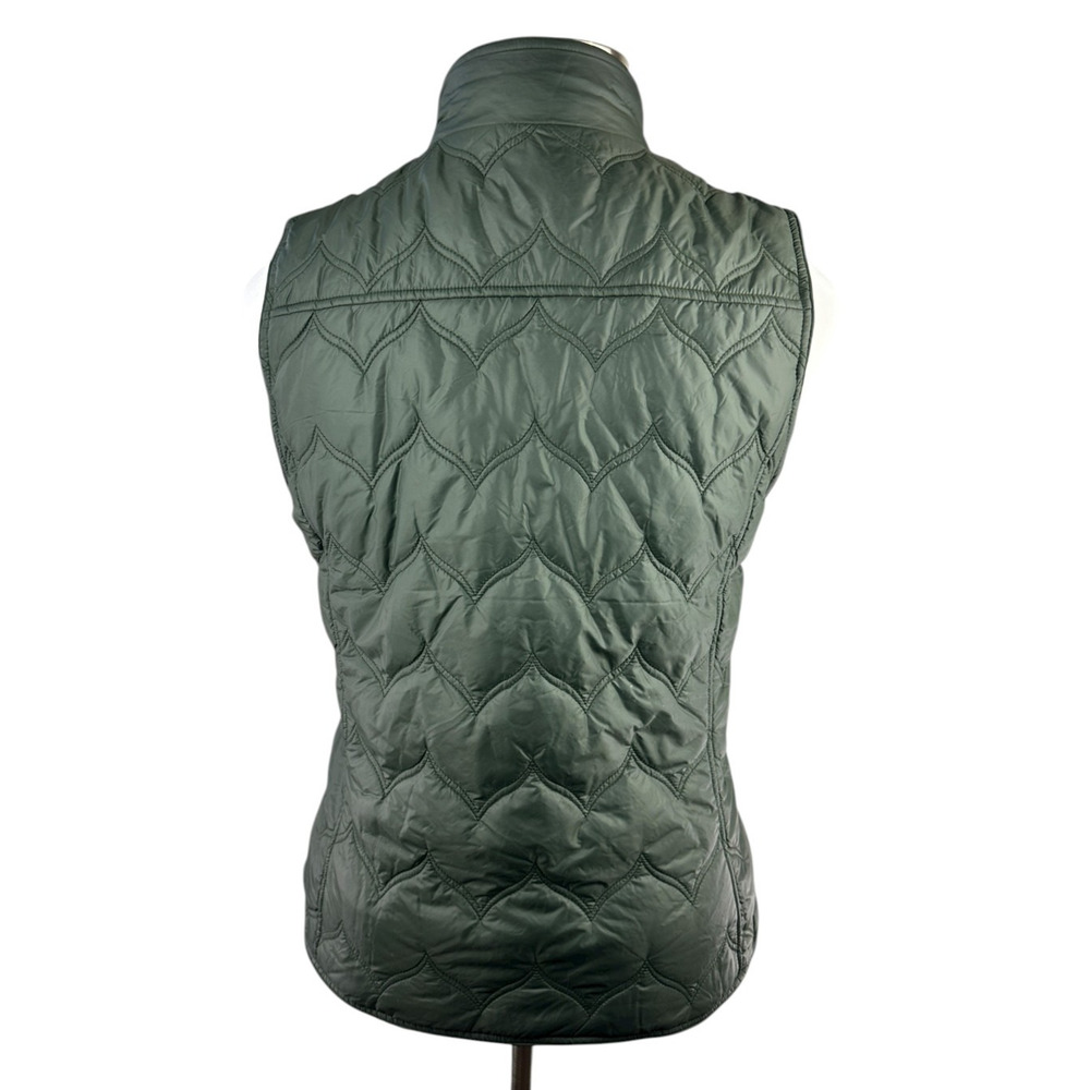 Vineyard Vines Chevron Quilted Whale Tail Vest Green Gold Full Zip Women's Large - Picture 10 of 14